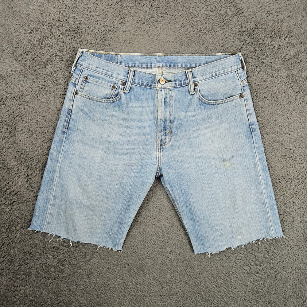 Levis 569 Loose Straight Mens Denim Cut Off Shorts Light Wash Blue W33 Jorts 10"